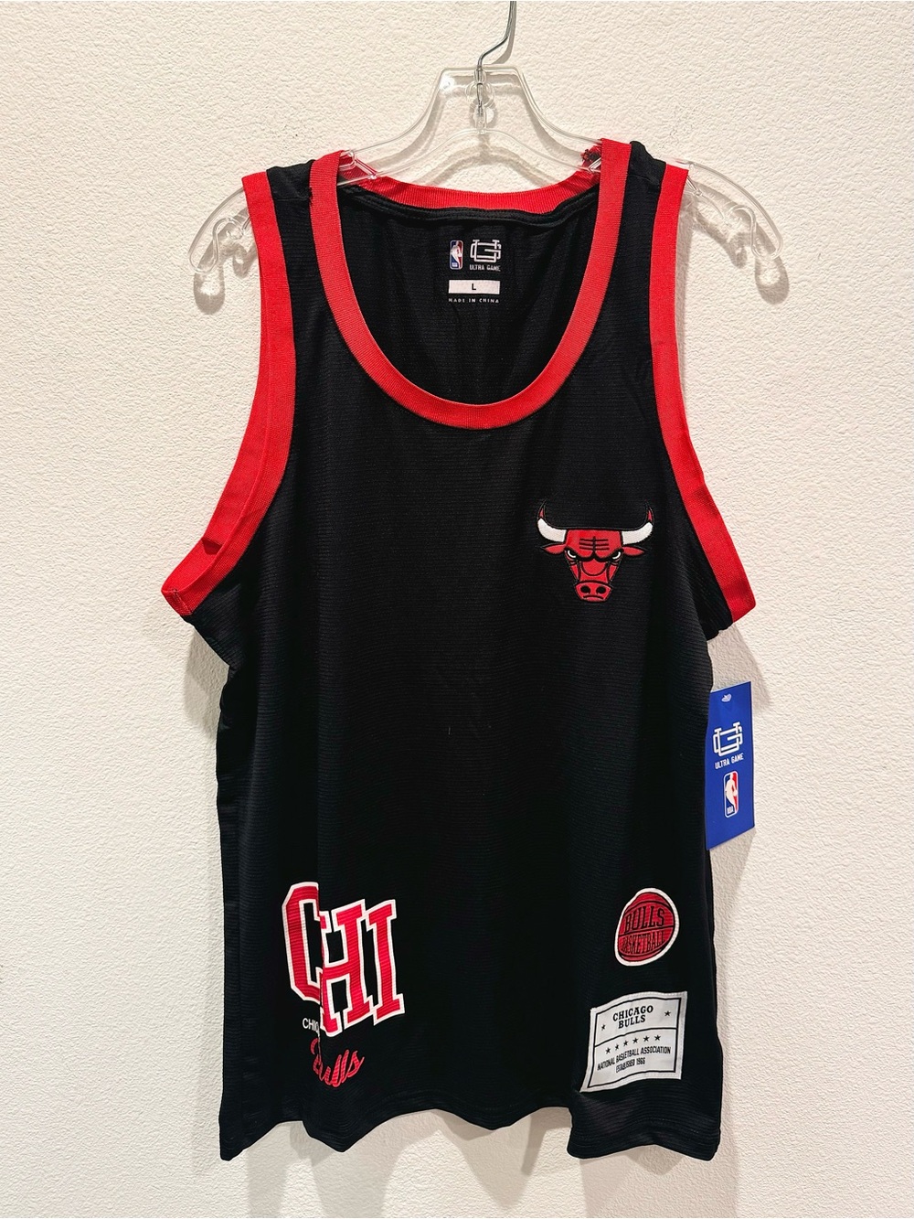 Men’s Chicago Bulls Black & Red NBA Jersey Tank Top